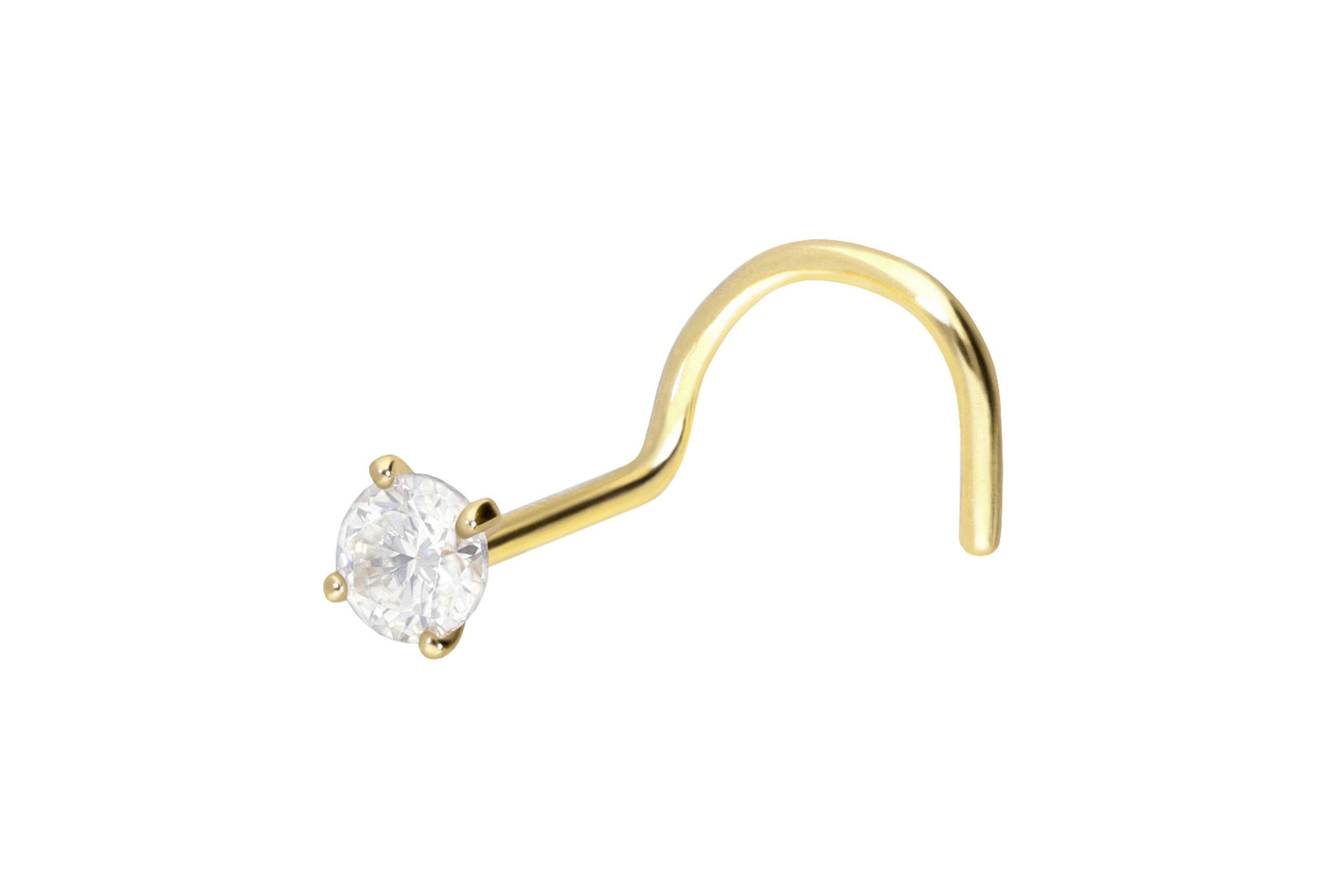 14/18 Karat Gold Nasenstecker Nasenpiercing Spirale EINGEFASSTER MOISSANIT
